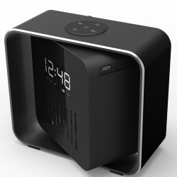 Haut - parleur radio sans fil Bluetooth rotatif avec horloge et alarme