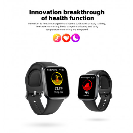 Montre intelligente etanche avec fonction cardiaque - Noire