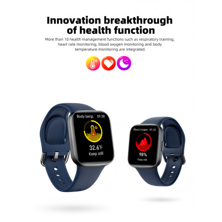 Montre intelligente etanche avec fonction cardiaque - Bleue