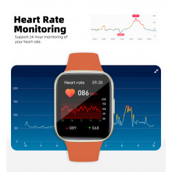 Montre intelligente etanche avec fonction cardiaque - Orange