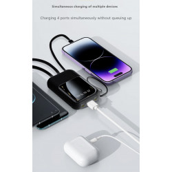 Powerbank Compacte 20000 mAh avec set de cable USB integre - Noir