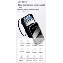 Powerbank Compacte 20000 mAh avec set de cable USB integre - Noir