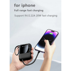 Powerbank Compacte 20000 mAh avec set de cable USB integre - Noir