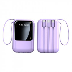 Powerbank Compacte 20000 mAh avec set de cable USB integre - Violet