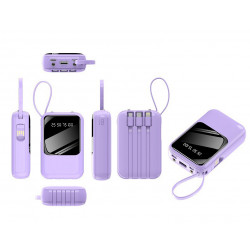 Powerbank Compacte 20000 mAh avec set de cable USB integre - Violet