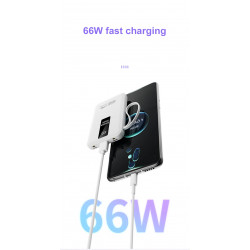 Powerbank 20000mAh avec cable integres - Taille compacte - Blanc