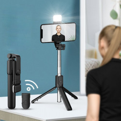 Perche a selfie Bluetooth avec flash integre - Noir