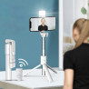 Perche a selfie Bluetooth avec flash integre - Blanc