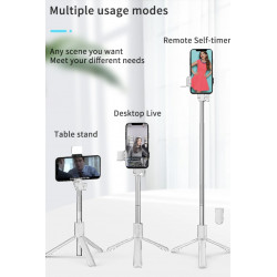 Perche a selfie Bluetooth avec flash integre - Blanc