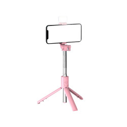 Perche a selfie Bluetooth avec flash integre - Rose