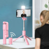 Perche a selfie Bluetooth avec flash integre - Rose