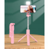 Perche a selfie Bluetooth avec flash integre - Rose