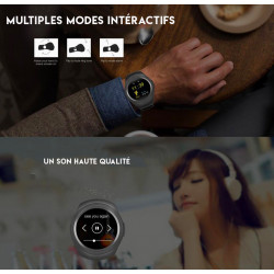 Montre Bluetooth connectee avec fonction appels et sante - Gris