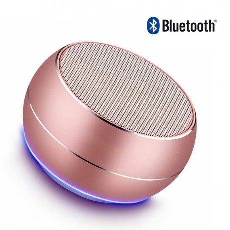 Haut parleur Bluetooth avec lumière LED et microphone intégré - Rose or