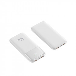 Power Bank double USB 10000mah avec affichage numerique - Blanc