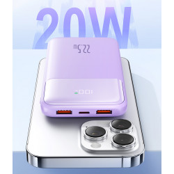 Power Bank double USB 10000mah avec affichage numerique - Violet