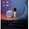 Karaoke avec enceinte bluetooth 5W et 2 microphones Bluetooth - Blanc