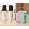 Karaoke avec enceinte bluetooth 5W et 2 microphones Bluetooth - Blanc