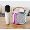 Karaoke avec enceinte bluetooth 5W et 2 microphones Bluetooth - Blanc