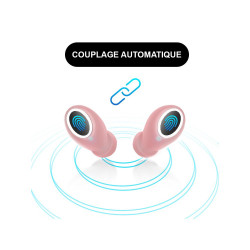 Ecouteurs binaural Bluetooth 5.0 sans fil etanches avec microphone...