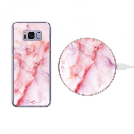 Pack chargeur à induction sans fil + Coque transparente pour Samsung Galaxy S8 - Marbre rose