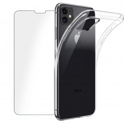 Coque TPU transparente & vitre avant en verre trempe pour iPhone 11