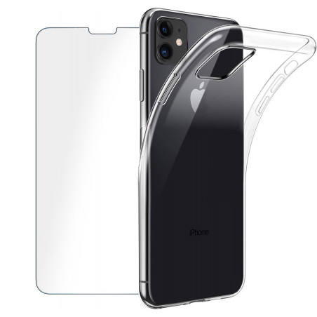 Coque TPU transparente & vitre avant en verre trempe pour iPhone 11