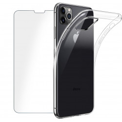 Coque TPU transparente & vitre avant en verre trempe pour iPhone...