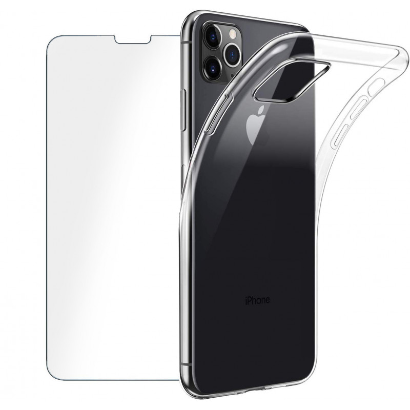Coque TPU transparente & vitre avant en verre trempe pour iPhone...