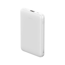 Batterie de secours 5000mAh avec cables integres - Blanc