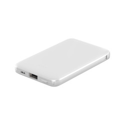 Batterie de secours 5000mAh avec cables integres - Blanc