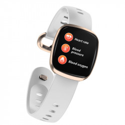 Montre connectee full ecran tactile - Blanc & or