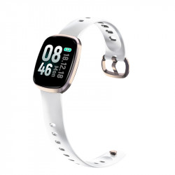Montre connectee full ecran tactile - Blanc & or
