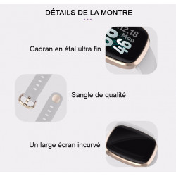 Montre connectee full ecran tactile - Blanc & or
