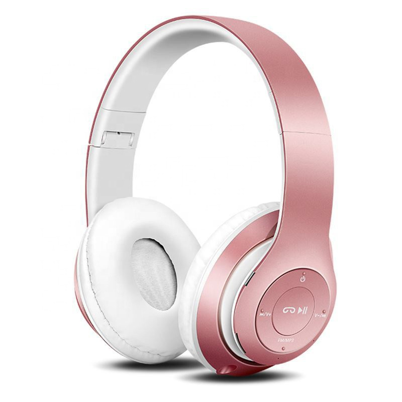 Casque stereo Bluetooth avec microphone integre - Rose or