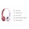 Casque stereo Bluetooth avec microphone integre - Rose or