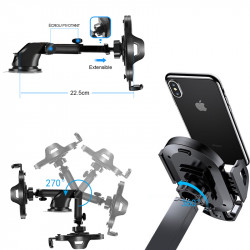 Support voiture ventouse de gravite avec roration 360 et bras depliant