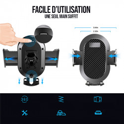 Support voiture ventouse de gravite avec roration 360 et bras depliant