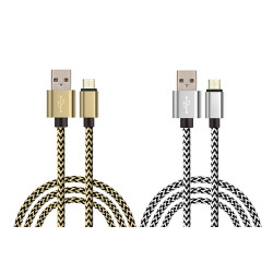 Lot de 2 cables de charge et de synchronisation Micro USB - Gris et or