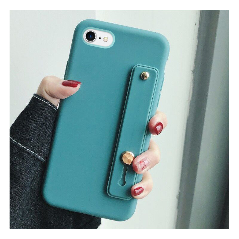 Coque legere en TPU avec support pour iPhone 7/8 - Bleu canard