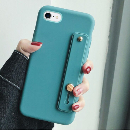 Coque legere en TPU avec support pour iPhone 7/8 - Bleu canard