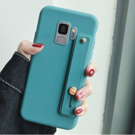Coque legere en TPU avec support pour Samsung Galaxy S9 - Bleu canard