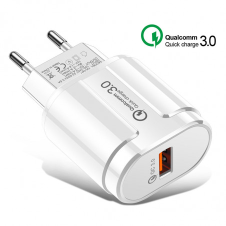 Chargeur secteur ultra rapide 5V 3.1A 18W - Blanc