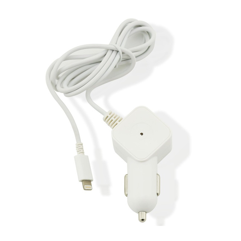 Chargeur voiture Muvit Apple Lightning MFI 1A 1.2m - Blanc