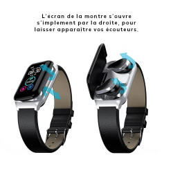 Bracelet Bluetooth connect 2 en 1 avec ecouteurs Bluetooth - Noir