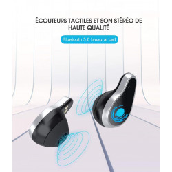 Bracelet Bluetooth connect 2 en 1 avec ecouteurs Bluetooth - Noir