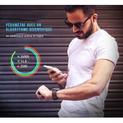 Montre Bluetooth connectee etanche avec tracer dactivite - Noir