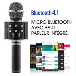 Microphone karaoke Bluetooth - Noir