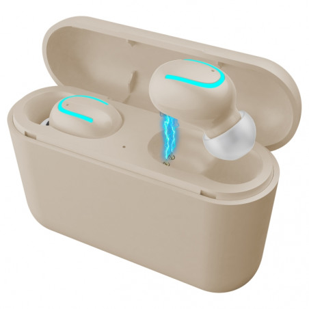 Ecouteurs binaural Bluetooth 5.0 sans fil etanches avec microphone...