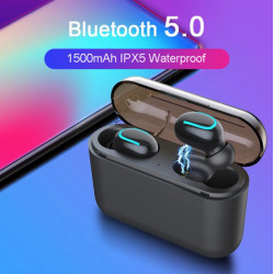 Ecouteurs binaural Bluetooth 5.0 sans fil etanches avec microphone...